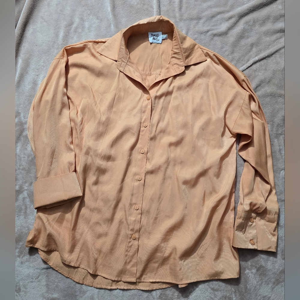 Princess Polly Oversized Button Up Long Sleeve Shirt Orange 10